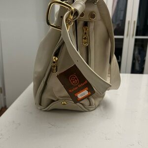 BRAND NEW!! Marino Orlandi Cream Shoulder Bag with Gold Accents